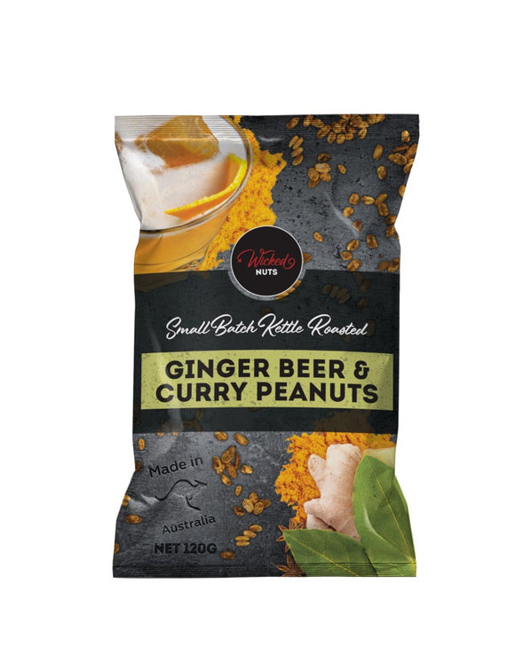 Wicked Nuts Ginger Beer Curry Peanuts 120g