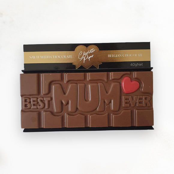 Charlotte Piper 'BEST MUM EVER' Milk Chocolate Bar 40g